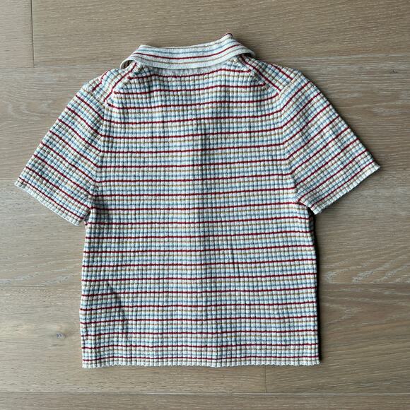 Madewell Barbrook Button Front Sweater Polo in Stripe Large - Picture 4 of 7